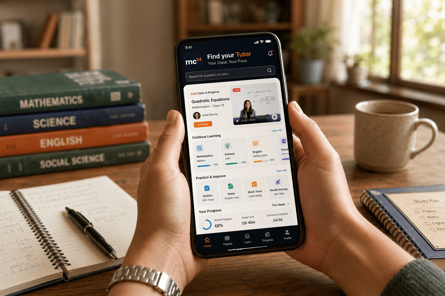 Browsing verified tutor profiles on a smartphone
