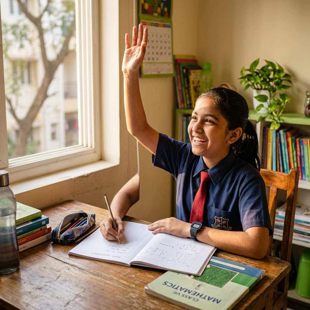 Student confidently studying at their own pace